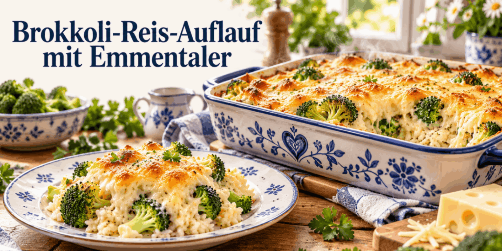 Brokkoli-Reis-Auflauf mit Emmentaler