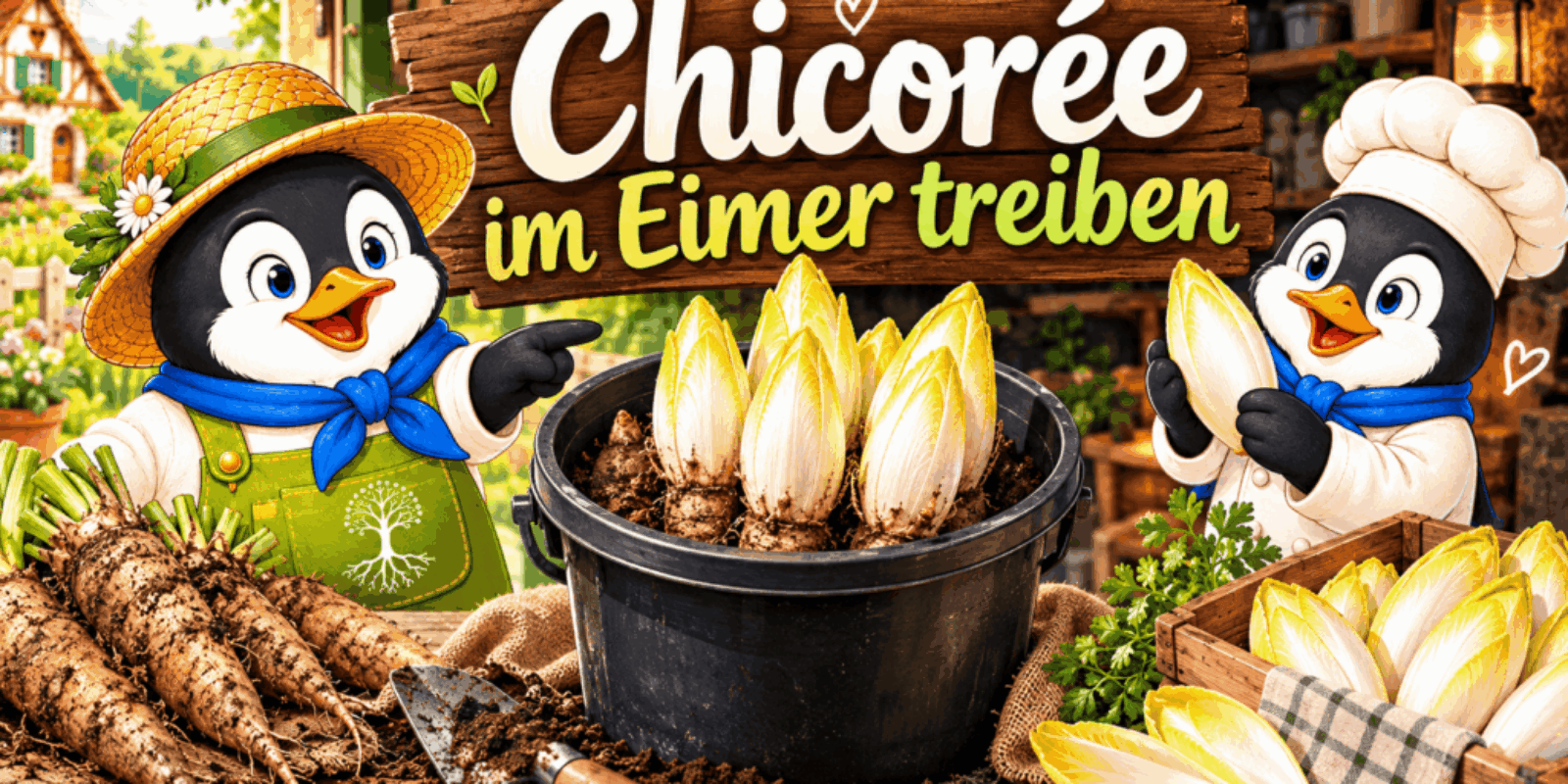 Chicorée im Eimer treiben