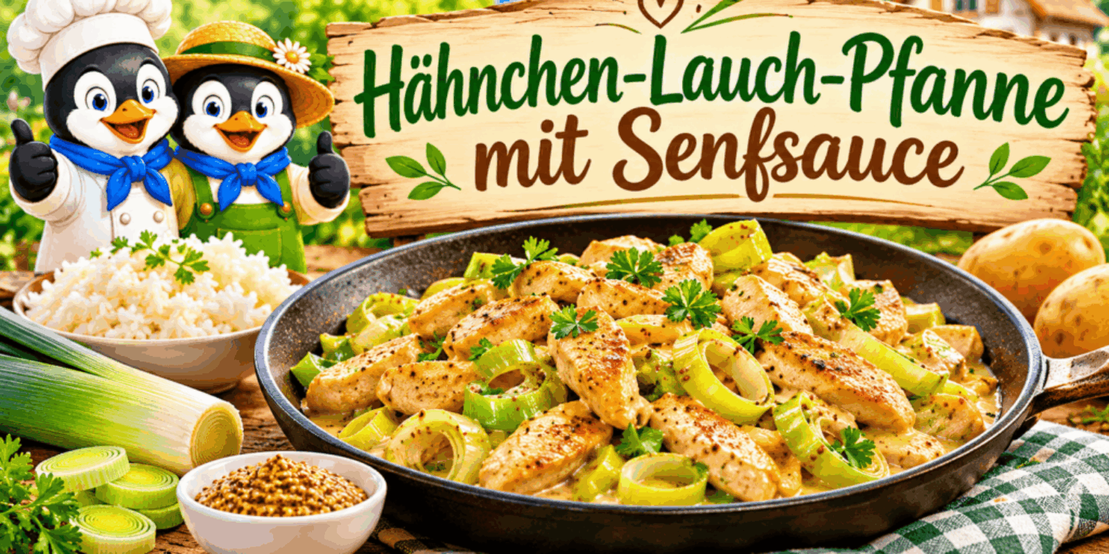 Hähnchen-Lauch-Pfanne mit Senfsauce