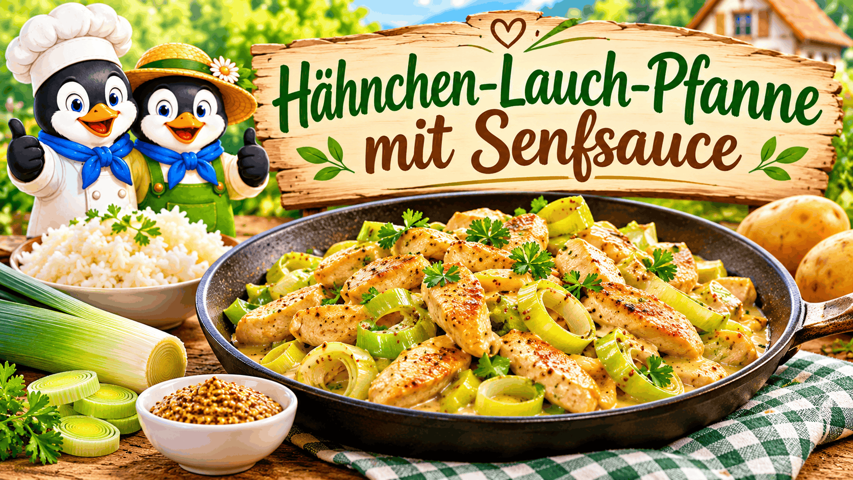 Hähnchen-Lauch-Pfanne mit Senfsauce Hähnchen-Lauch-Pfanne mit Senfsauce