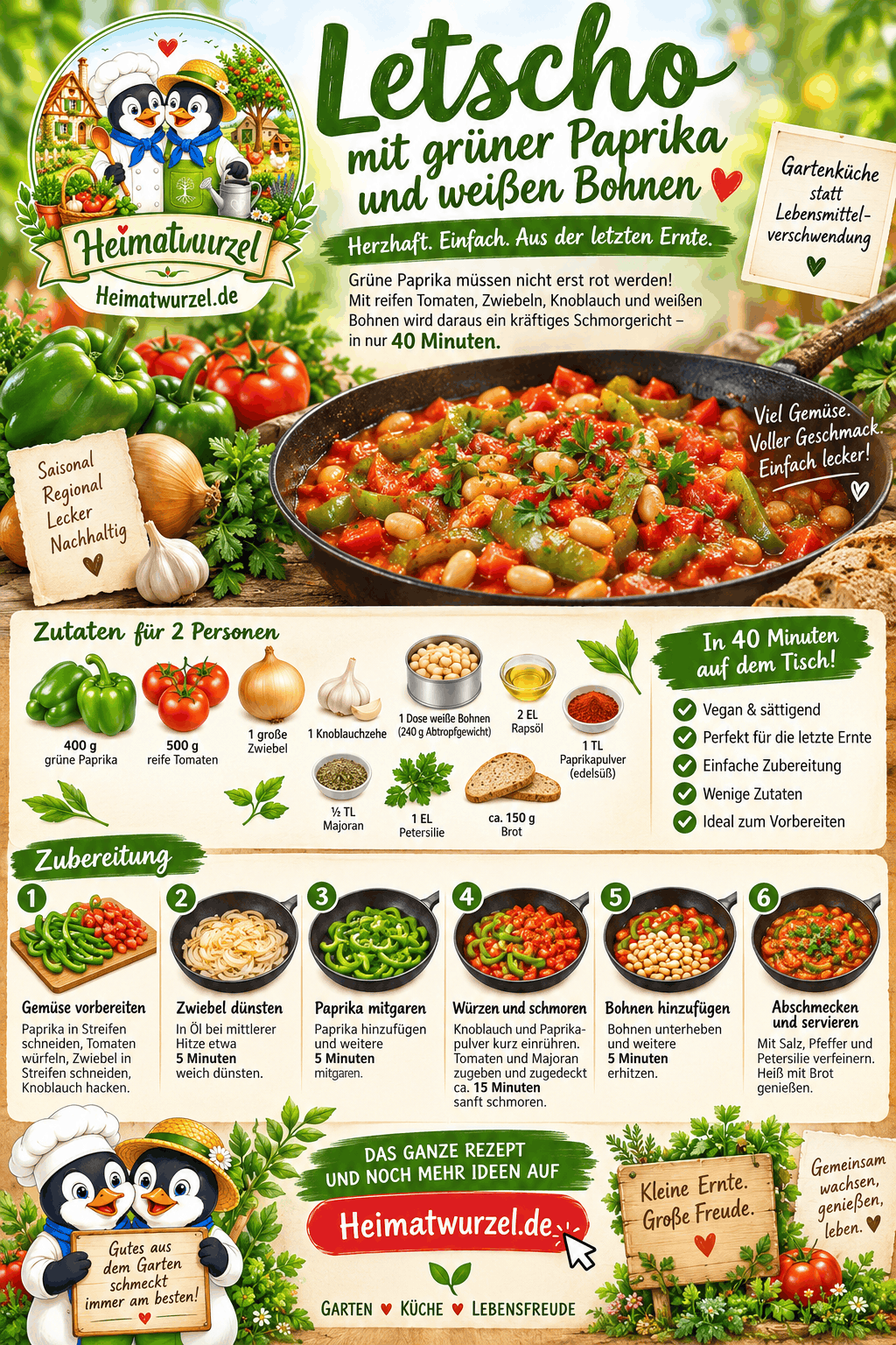 Letscho mit grüner Paprika und weißen Bohnen Infografik Letscho mit grüner Paprika und weißen Bohnen Infografik