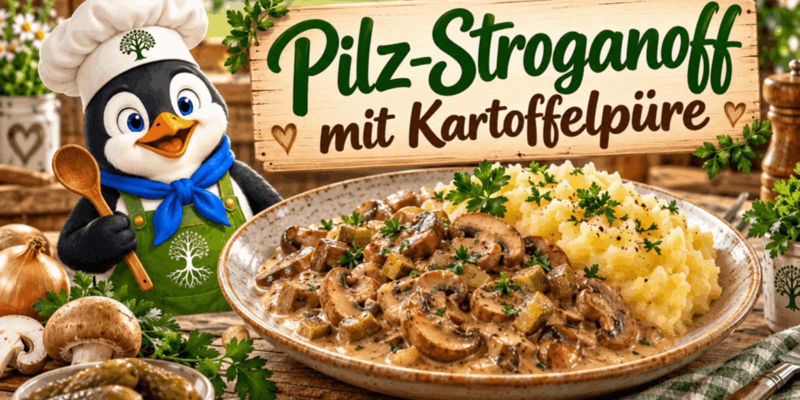 Pilz-Stroganoff mit Kartoffelpüree