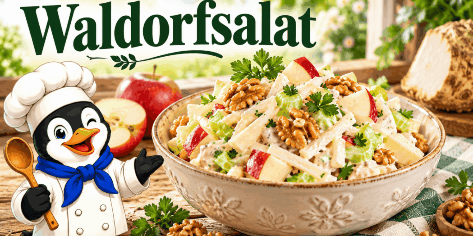 Waldorfsalat mit Apfel und Walnüssen