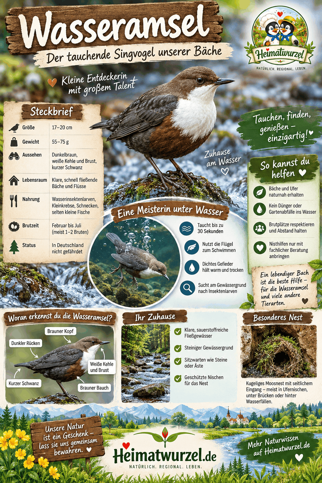 Wasseramsel Infografik Wasseramsel Infografik